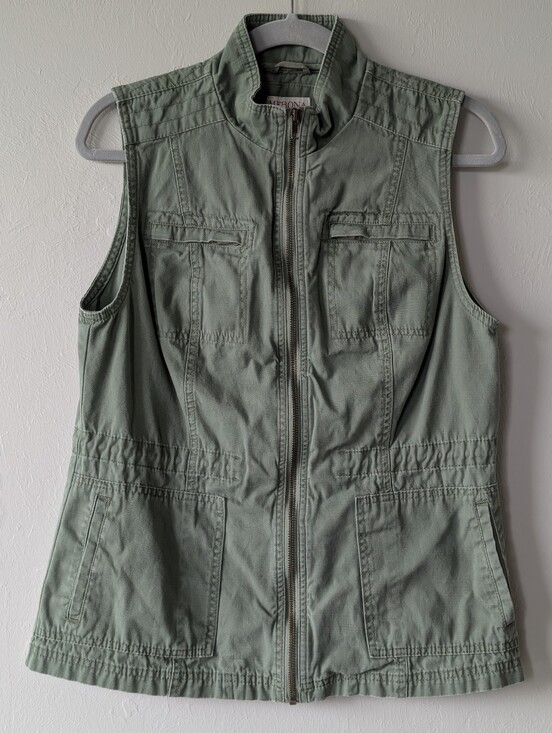 Merona Jackets & Blazers - Merona Olive Green Sleeveless Utility Vest Cotton Size M Front Pockets Target